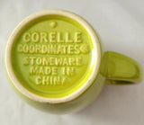 1 Corelle LIME GREEN 11-oz MUG Stoneware Cup *Neo Leaf, South Beach, Garden Sketch