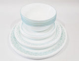 *NEW 16-pc Corelle DELANO DINNERWARE SET Lunch Plates Bowls *Aqua Sea Mist Green