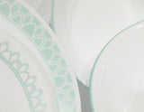 *NEW 16-pc Corelle DELANO DINNERWARE SET Lunch Plates Bowls *Aqua Sea Mist Green