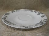 1 CORELLE Lifestyles ANTIQUE LINEN 6.25" CUP SAUCER Fruit Floral Dark Grey Gray