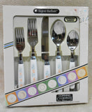 NEW 20-pc Corelle APRICOT GROVE Stainless FLATWARE Set *Orange & Blue Florals