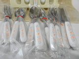 NEW 20-pc Corelle APRICOT GROVE Stainless FLATWARE Set *Orange & Blue Florals