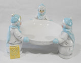 ❤️ 2002 AVON SNOWLADY 8" CANDY & NUT BOWL Dish Winter Holiday Ceramic Snow Women