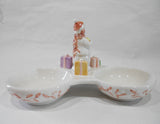 ❤️ 2003 AVON SNOWLADY 10" TRIO CANDY NUT DISH Winter Holiday Ceramic Snow Women