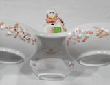 ❤️ 2003 AVON SNOWLADY 10" TRIO CANDY NUT DISH Winter Holiday Ceramic Snow Women