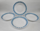 ❤️ 4-pc CORELLE Opal MilkGlass AZURE Blue MEDALLION 23-oz MEAL BOWLS Pasta Plate