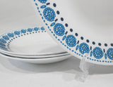 ❤️ 4-pc CORELLE Opal MilkGlass AZURE Blue MEDALLION 23-oz MEAL BOWLS Pasta Plate