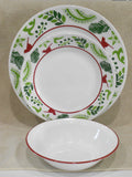 NEW 12-pc Corelle BIRDS and BOUGHS Dinnerware Set *CHRISTMAS Peace Joy Red Green
