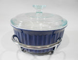❤️ NEW Corningware 1.5-Qt DUSK BLUE French White Casserole + Covers & Cradle