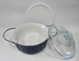 ❤️ NEW Corningware 1.5-Qt DUSK BLUE French White Casserole + Covers & Cradle