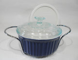 ❤️ NEW Corningware 1.5-Qt DUSK BLUE French White Casserole + Covers & Cradle