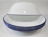 ❤️ 5-pc Corelle PASTA MEAL BOWL SET Bright Blue 20-oz Shallow & 2-Qt Serving Salad