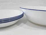 ❤️ 5-pc Corelle PASTA MEAL BOWL SET Bright Blue 20-oz Shallow & 2-Qt Serving Salad