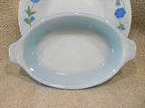 PYREX 10-oz HORIZON BLUE PIXIE Corning 700 ml AuGratin Dish Milkglass 7" Baker