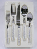 20-pc Corelle BLUE LILY Sandstone / Stainless FLATWARE Regent Sheffield Blue White