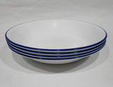❤️ 4 Corelle BRIGHT BLUE RIM 20-oz PASTA BOWLS 8.5 Shallow Coupe Entree Salad Meal