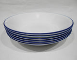 ❤️ 6 Corelle BRIGHT BLUE RIM 20-oz PASTA BOWLS 8.5 Shallow Coupe Entree Salad Meal