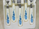 NEW 20-pc Corelle BLUE VELVET FLATWARE SET Regent Stainless Steel Melamine Roses
