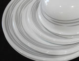 NEW 17-pc Corelle BRUSHED SILVER GRAY Dinnerware w/ Dinner Lunch Plates Bowls