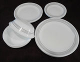 NEW 17-pc Corelle BRUSHED SILVER GRAY Dinnerware w/ Dinner Lunch Plates Bowls