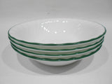 ❤️ New 4 CORELLE CALLAWAY 18-oz SOUP BOWLS Cereal 7.25" Swirled Hunter Green Rim
