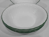 ❤️ New 4 CORELLE CALLAWAY 18-oz SOUP BOWLS Cereal 7.25" Swirled Hunter Green Rim