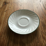 1 CORELLE CALLAWAY IVY CUP "SAUCER" Swirled Rim DARK GREEN BANDING