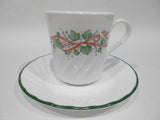 ❤️ New CORELLE CALLAWAY Christmas HOLIDAY CUP & SAUCER SET / Ivy Topiary Ribbons