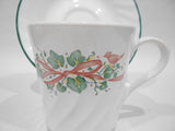 ❤️ New CORELLE CALLAWAY Christmas HOLIDAY CUP & SAUCER SET / Ivy Topiary Ribbons