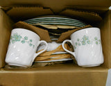 ❤️ 21-pc Corelle CALLAWAY DINNERWARE SET + Serving Bowl GREEN IVY Swirled Rims