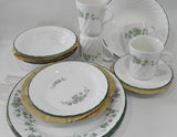 ❤️ 21-pc Corelle CALLAWAY DINNERWARE SET + Serving Bowl GREEN IVY Swirled Rims