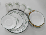 ❤️ 21-pc Corelle CALLAWAY DINNERWARE SET + Serving Bowl GREEN IVY Swirled Rims