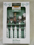 20-pc Corelle CALLAWAY IVY FLATWARE SET Cambridge Stainless Melamine Green Vine