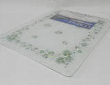 ❤️ Corelle CALLAWAY 15x12 Tempered Glass COUNTER SAVER BOARD Green Ivy Border