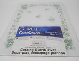 ❤️ Corelle CALLAWAY 15x12 Tempered Glass COUNTER SAVER BOARD Green Ivy Border