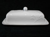 Corelle Boutique CHERISH PORCELAIN COVERED BUTTER DISH Embossed Floral Blossoms
