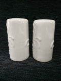 CORELLE Boutique CHERISH SALT & PEPPER SHAKER SET White Porcelain Embossed Floral