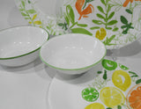 ❤️ 20-pc CORELLE Contemporary Fruit DINNERWARE SET Citrus & Foliage Lemon Lime Orange