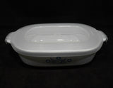 ❤️ CORNING Anniversary 1.5-Qt CORNFLOWER BLUE Stoneware Baker *CASSEROLE & COVER