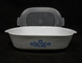 ❤️ CORNING Anniversary 1.5-Qt CORNFLOWER BLUE Stoneware Baker *CASSEROLE & COVER