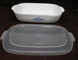 ❤️ CORNING Anniversary 2.5-Qt CORNFLOWER BLUE Stoneware Baker *CASSEROLE & COVER