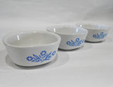 ❤️ 3-pc Corningware 6-oz RAMEKIN BOWL SET 3.5" Stoneware CORNFLOWER BLUE Bakers