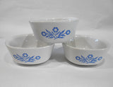 ❤️ 3-pc Corningware 6-oz RAMEKIN BOWL SET 3.5" Stoneware CORNFLOWER BLUE Bakers