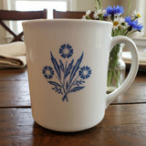 ❄️ 1 CORELLE Corningware 1970's BLUE CORNFLOWER 4" MUG Straight Sided Pyroceram (Copy)