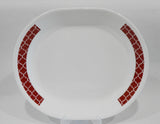❤️ 1 Corelle RED CRIMSON TRELLIS 12x10 Serving PLATTER Oblong Entree Chop Plate