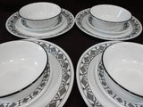 12-pc Corelle CUSCO DINNERWARE SET Plates Bowls *Black Bohemian Textiles Abstract Sketches