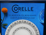 12-pc Corelle CUSCO DINNERWARE SET Plates Bowls *Black Bohemian Textiles Abstract Sketches