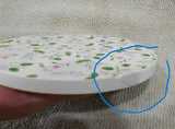 NEW 5-pc Corelle DELICATE ARRAY Coaster & Wood Caddy Set FLORALS / 1 Tile Repaired