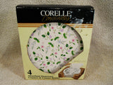 NEW 5-pc Corelle DELICATE ARRAY Coaster & Wood Caddy Set FLORALS / 1 Tile Repaired