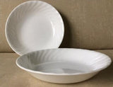 2 Corelle Corning ENHANCEMENTS 20-oz PASTA BOWLS Soup 8.5" White Swirled Rims